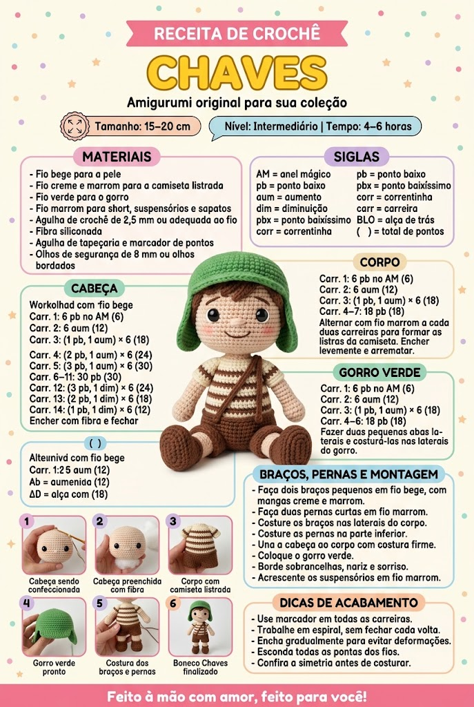 Receita completa: Chaves — peça de coleção, com materiais e passo a passo