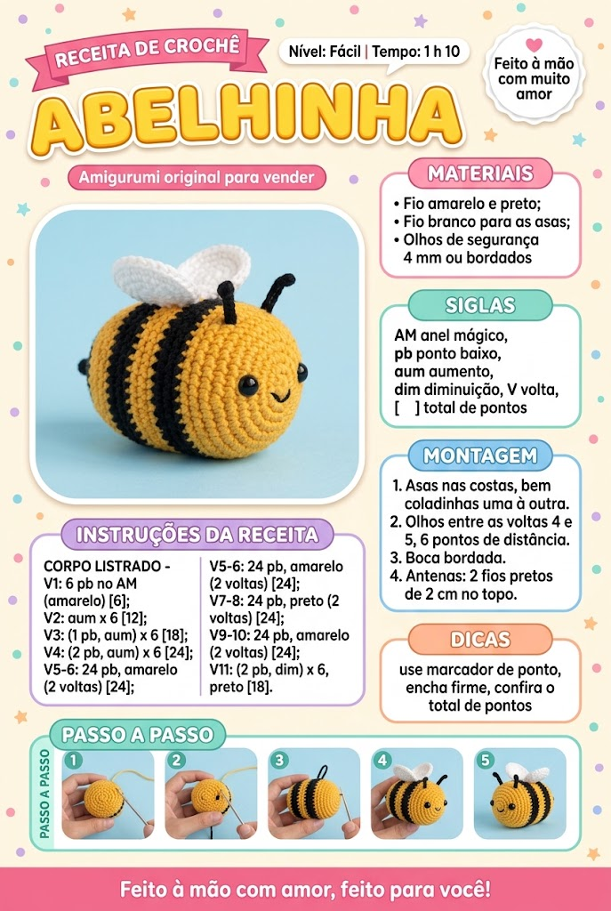 Receita completa: Abelhinha, com materiais e passo a passo