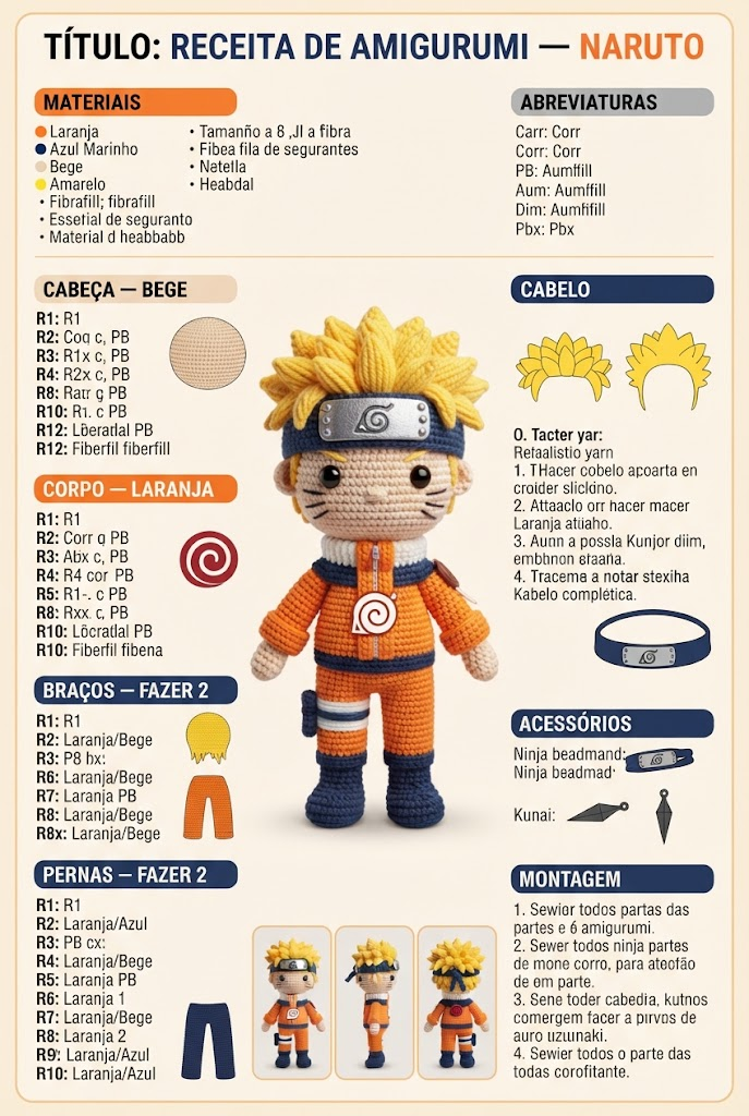 Receita completa de Naruto, com materiais e passo a passo