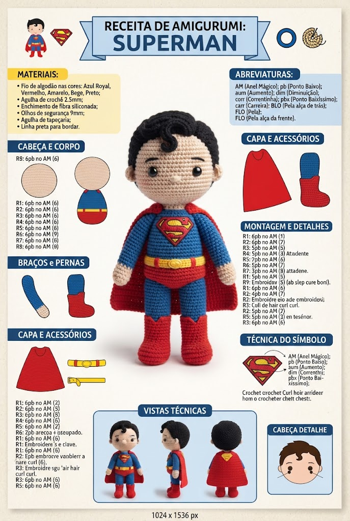 Receita completa de Superman, com materiais e passo a passo
